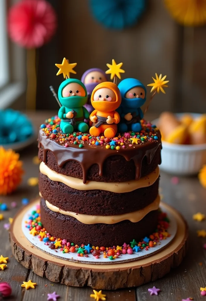 16 Delicious Ninja Cake Recipes That Will Make Your Kid's Party Legendary! - 1. Ninja Warrior Chocolate Cake