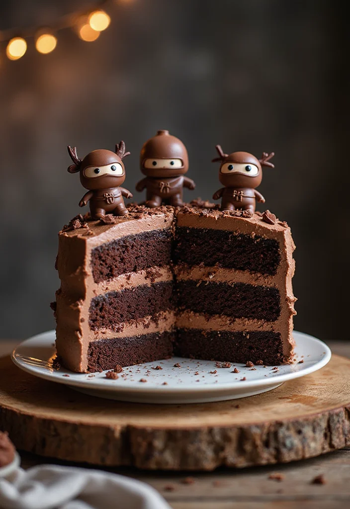 16 Delicious Ninja Cake Recipes That Will Make Your Kid's Party Legendary! - 11. Double Chocolate Ninja Layer Cake