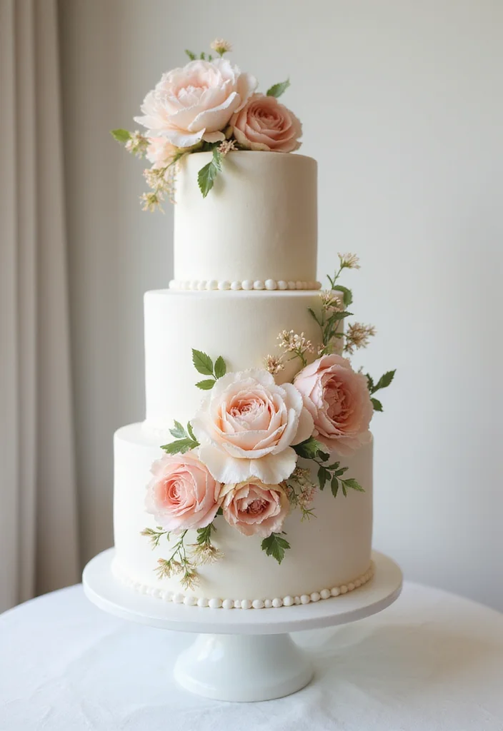 16 Elegant Modern Wedding Cakes That Will Inspire Your Big Day (You’ll Love #3!) - 1. Delicate Floral Accents