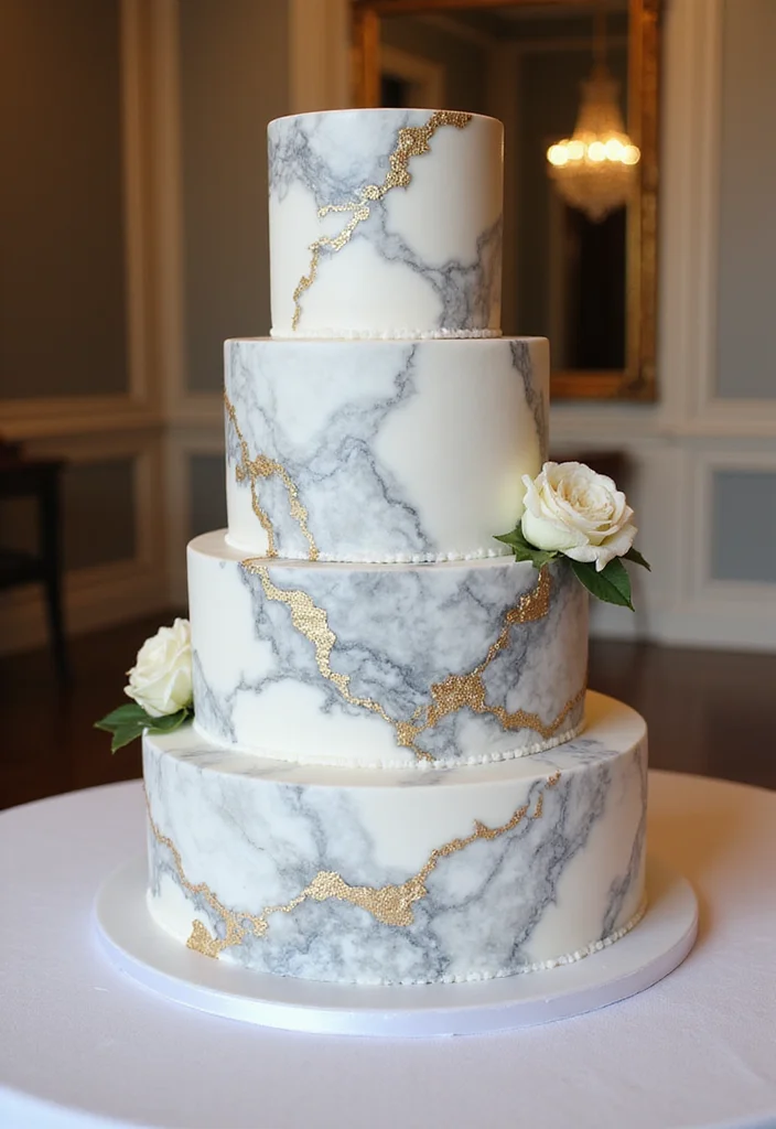 16 Elegant Modern Wedding Cakes That Will Inspire Your Big Day (You’ll Love #3!) - 3. Marble Effect