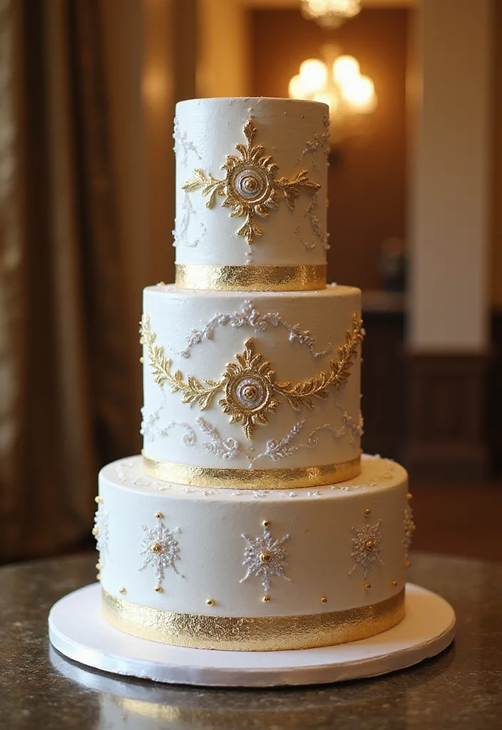 16 Elegant Modern Wedding Cakes That Will Inspire Your Big Day (You’ll Love #3!) - 4. Metallic Accents