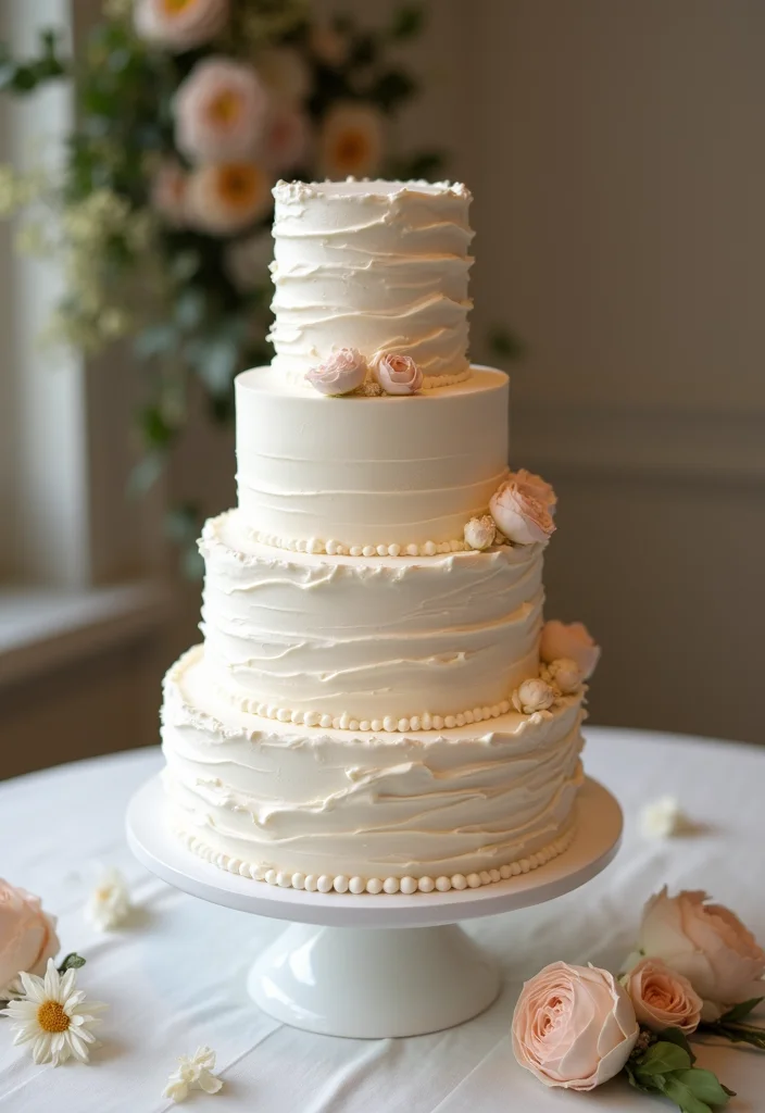 16 Elegant Modern Wedding Cakes That Will Inspire Your Big Day (You’ll Love #3!) - 9. Textured Buttercream