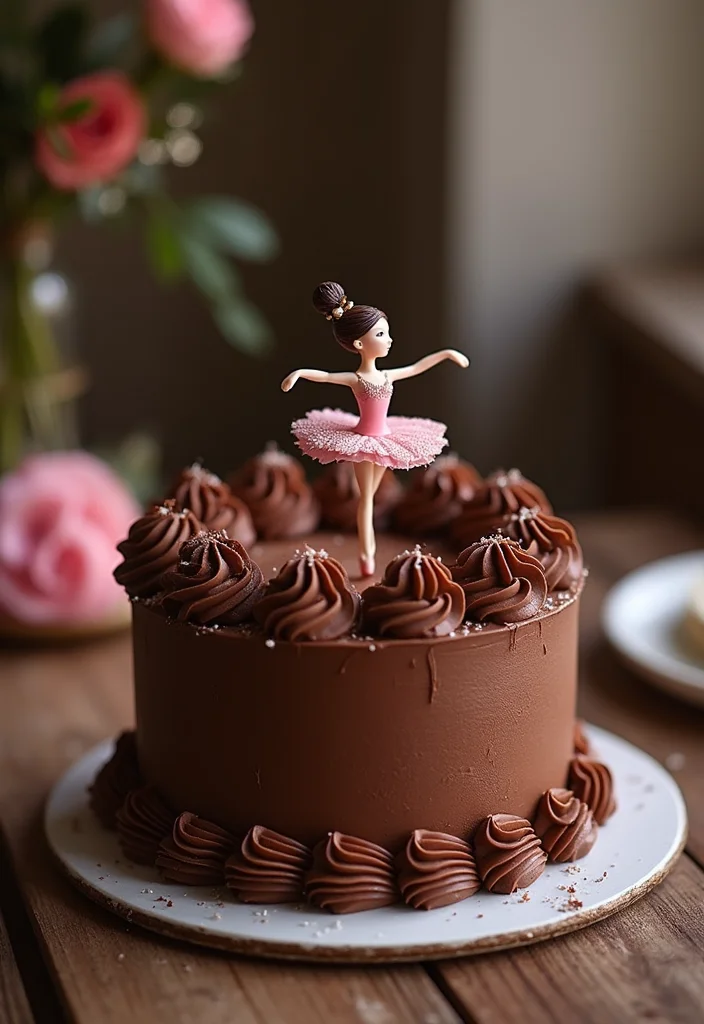 18 Enchanting Ballerina Birthday Cake Ideas That Will Inspire Your Next Party! - 11. Chocolate Ganache Ballerina Cake
