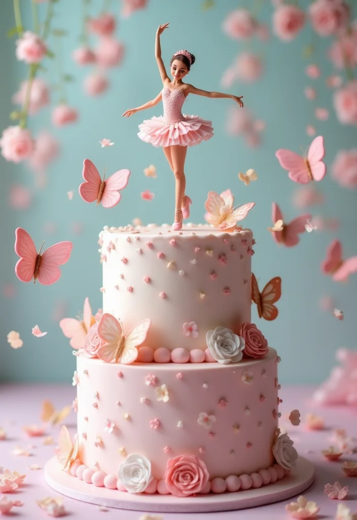 18 Enchanting Ballerina Birthday Cake Ideas That Will Inspire Your Next Party! - 16. Whimsical Ballerina Cake