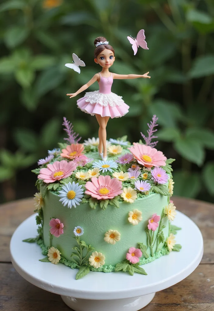 18 Enchanting Ballerina Birthday Cake Ideas That Will Inspire Your Next Party! - 17. Ballerina Garden Cake