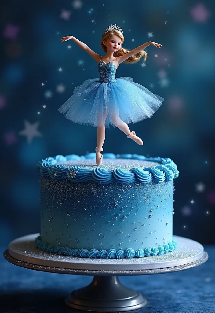18 Enchanting Ballerina Birthday Cake Ideas That Will Inspire Your Next Party! - 18. Sparkling Star Ballerina Cake