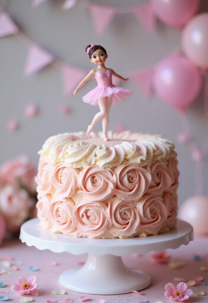 18 Enchanting Ballerina Birthday Cake Ideas That Will Inspire Your Next Party! - 7. Rosette Buttercream Cake