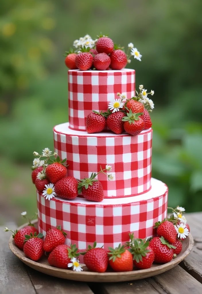 18 Stunning Gingham Cake Ideas for Your Dream Wedding (Wait Until You See #9!) - 1. Classic Red and White Gingham
