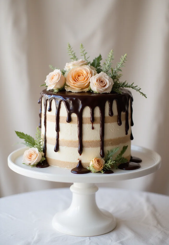 18 Stunning Gingham Cake Ideas for Your Dream Wedding (Wait Until You See #9!) - 12. Gingham with Chocolate Drips