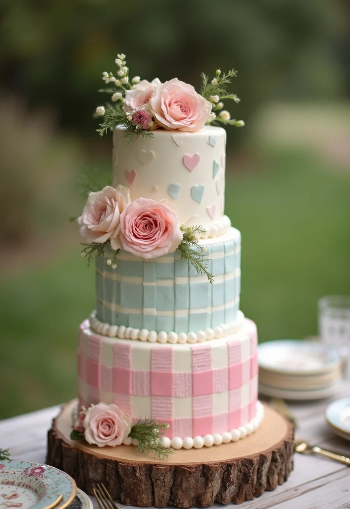 18 Stunning Gingham Cake Ideas for Your Dream Wedding (Wait Until You See #9!) - 13. Mini Tiered Gingham Cake