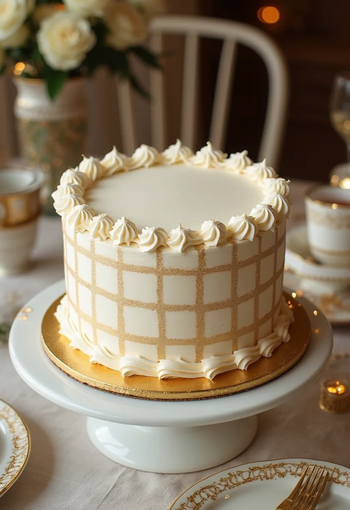 18 Stunning Gingham Cake Ideas for Your Dream Wedding (Wait Until You See #9!) - 5. Gingham and Gold Elegance