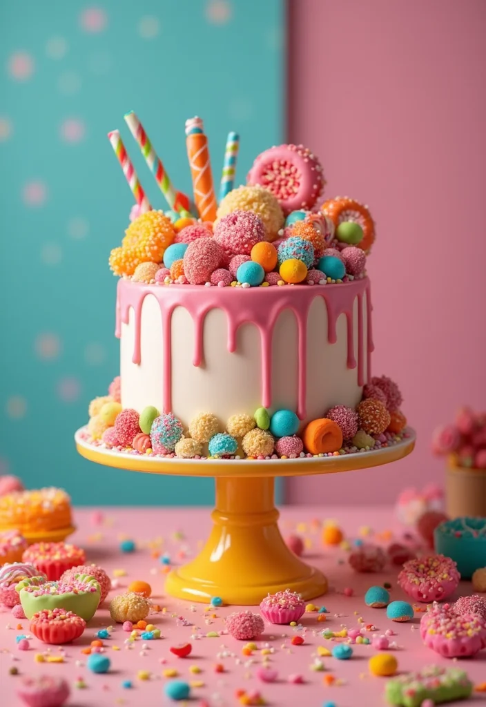 18 Themed 21st Birthday Cake Ideas That Will Make Your Celebration Unforgettable! - 14. Candy Land Cake