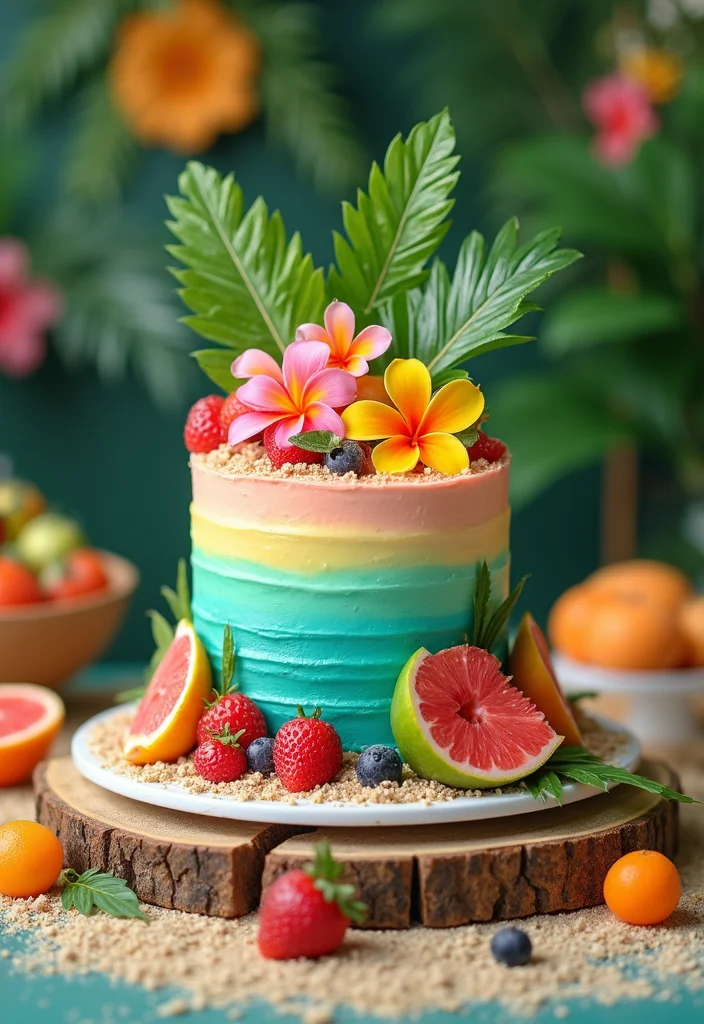18 Themed 21st Birthday Cake Ideas That Will Make Your Celebration Unforgettable! - 2. Tropical Paradise Cake