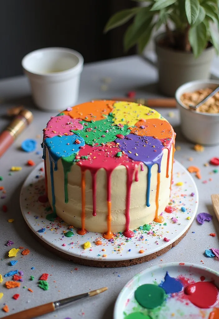 18 Themed 21st Birthday Cake Ideas That Will Make Your Celebration Unforgettable! - 4. Artistic Paint Splat Cake