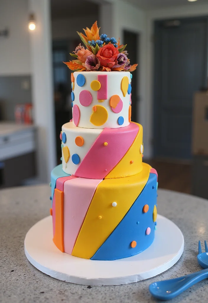 18 Themed 21st Birthday Cake Ideas That Will Make Your Celebration Unforgettable! - 8. Bold Geometric Cake
