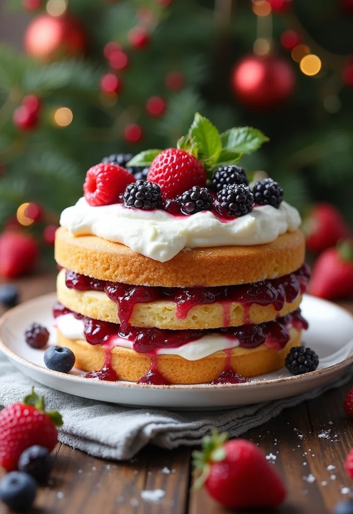 19 Tasty Christmas Birthday Cakes for a Festive Celebration! - 11. Vanilla Bean Cake with Berry Compote
