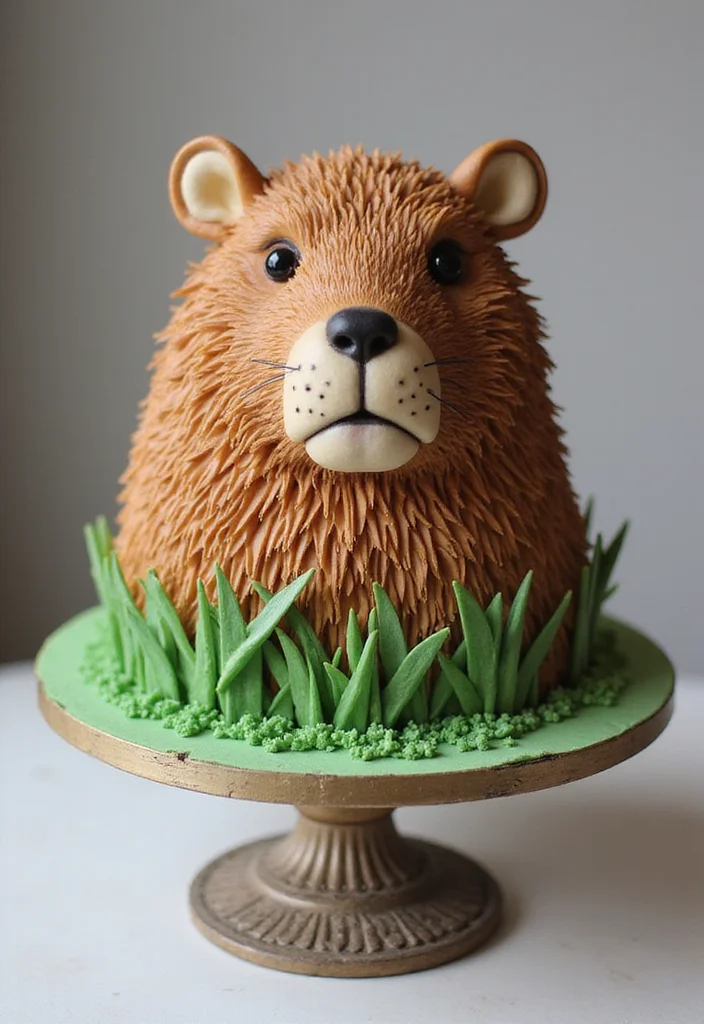 20 Creative Capybara Cake Ideas That Will Steal the Show at Your Next Party! - 1. Realistic Capybara Cake