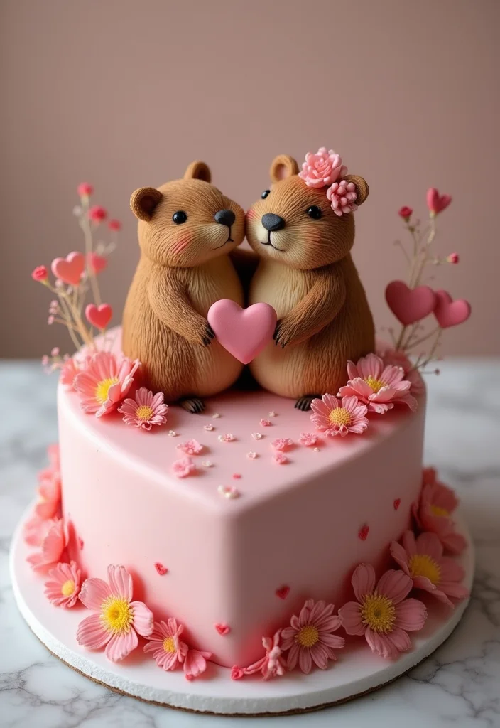 20 Creative Capybara Cake Ideas That Will Steal the Show at Your Next Party! - 14. Capybara Love Cake