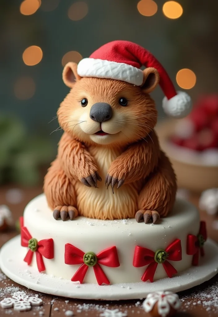 20 Creative Capybara Cake Ideas That Will Steal the Show at Your Next Party! - 16. Capybara Holidays Cake