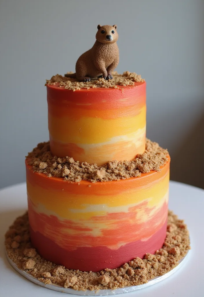 20 Creative Capybara Cake Ideas That Will Steal the Show at Your Next Party! - 17. Capybara Sunset Cake