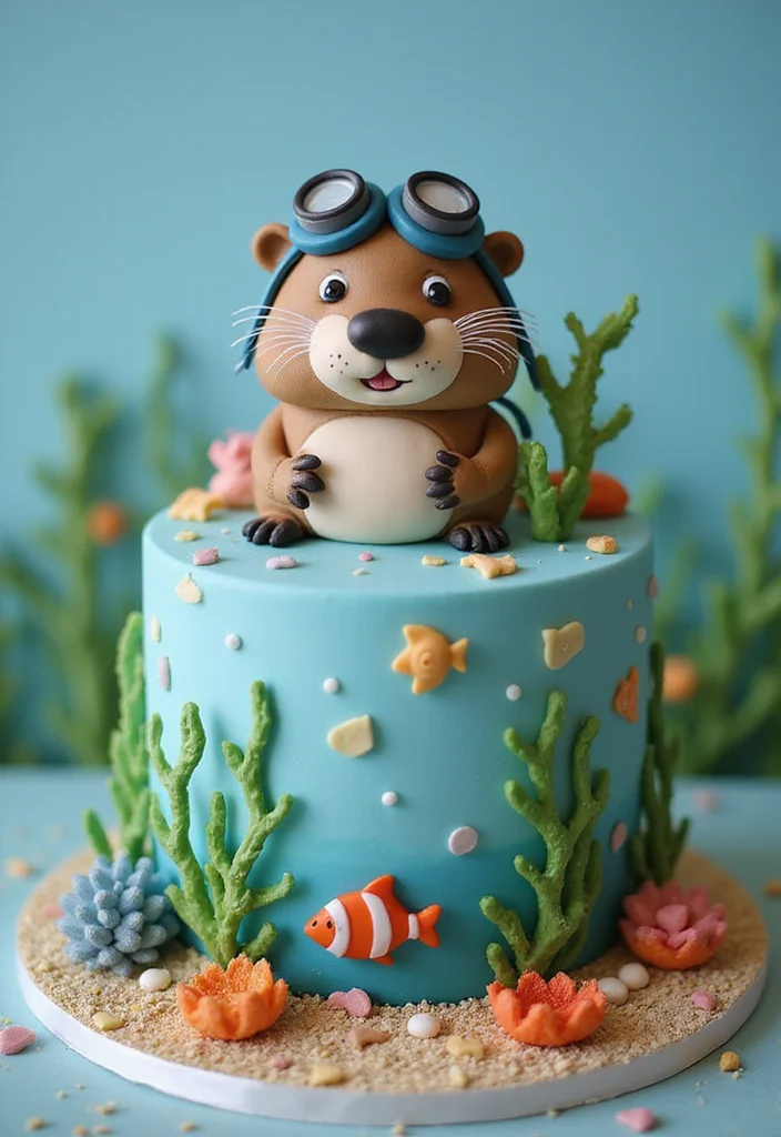 20 Creative Capybara Cake Ideas That Will Steal the Show at Your Next Party! - 19. Capybara Under the Sea Cake