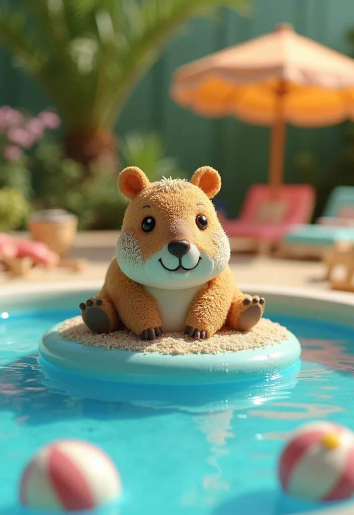 20 Creative Capybara Cake Ideas That Will Steal the Show at Your Next Party! - 3. Capybara Pool Party Cake