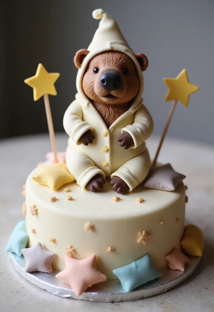 20 Creative Capybara Cake Ideas That Will Steal the Show at Your Next Party! - 7. Capybara Pajama Party Cake
