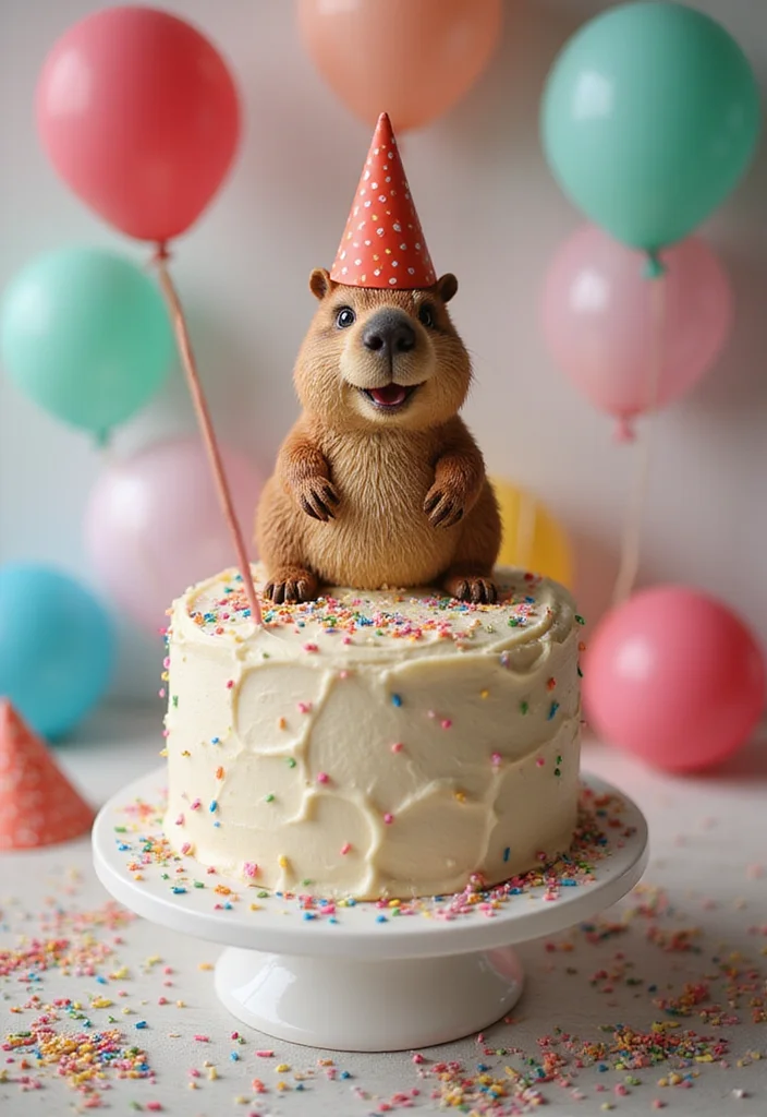 20 Creative Capybara Cake Ideas That Will Steal the Show at Your Next Party! - 8. Capybara Birthday Bash Cake