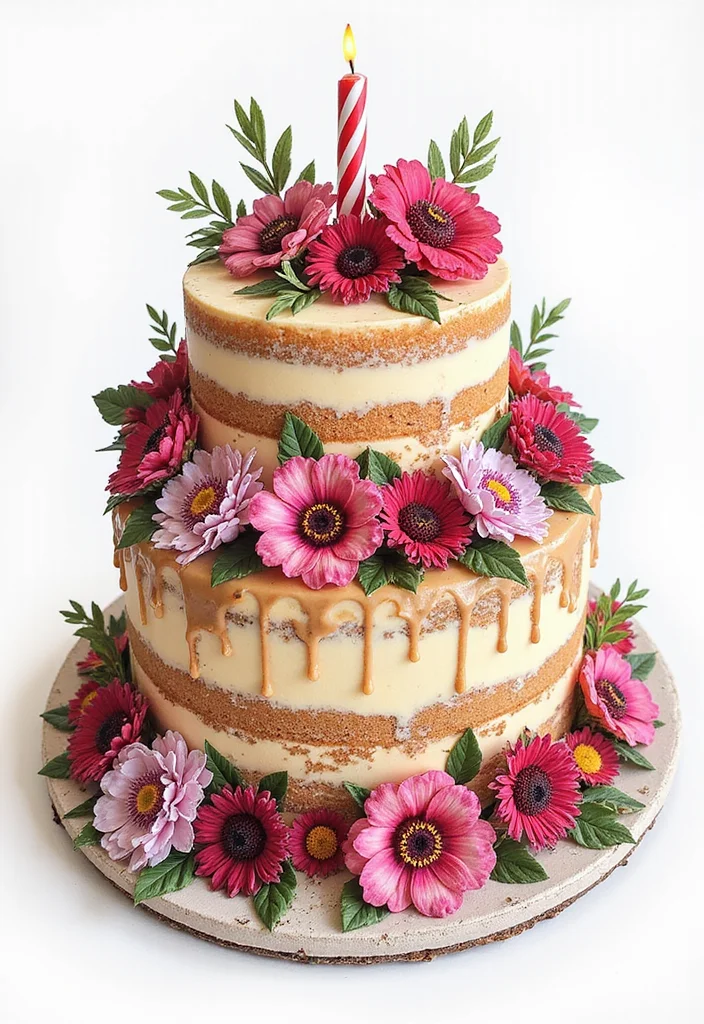 20 Delicious Birthday Cake Tattoo Ideas That Will Leave You Hungry for More! - 9. Floral Cake