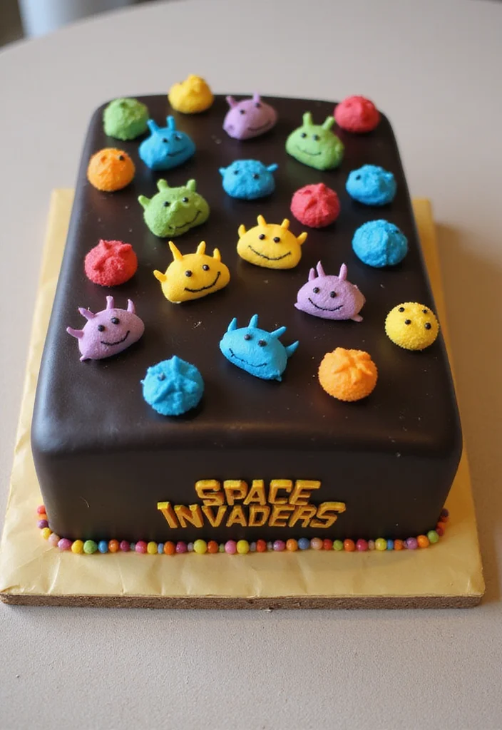21 Epic 80s Theme Cakes That Will Take You Back in Time (Check Out #8!) - 10. Space Invaders Cake