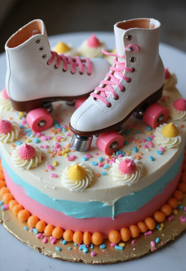 21 Epic 80s Theme Cakes That Will Take You Back in Time (Check Out #8!) - 12. Roller Skating Rink Cake