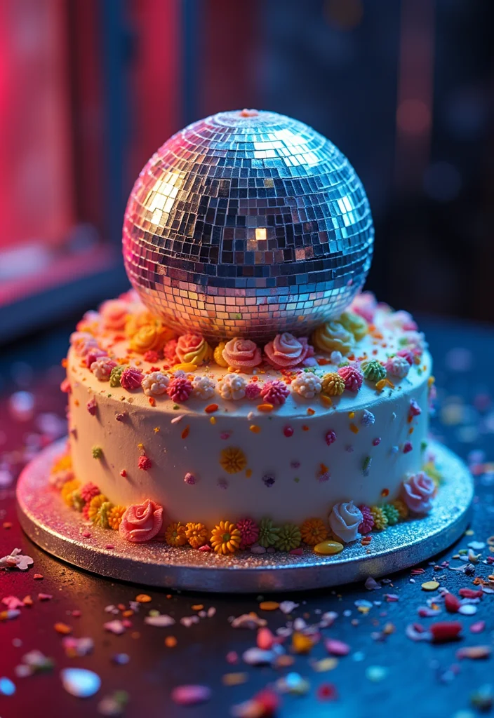 21 Epic 80s Theme Cakes That Will Take You Back in Time (Check Out #8!) - 19. 80s Disco Ball Cake