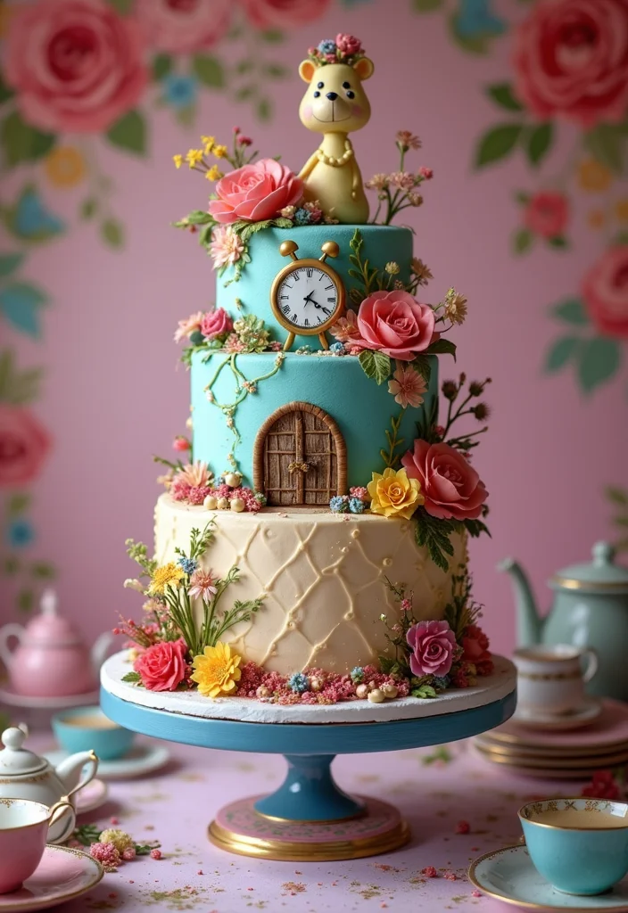21 Fun 24th Birthday Cake Themes That’ll Wow Your Guests! - 13. Alice in Wonderland Cake