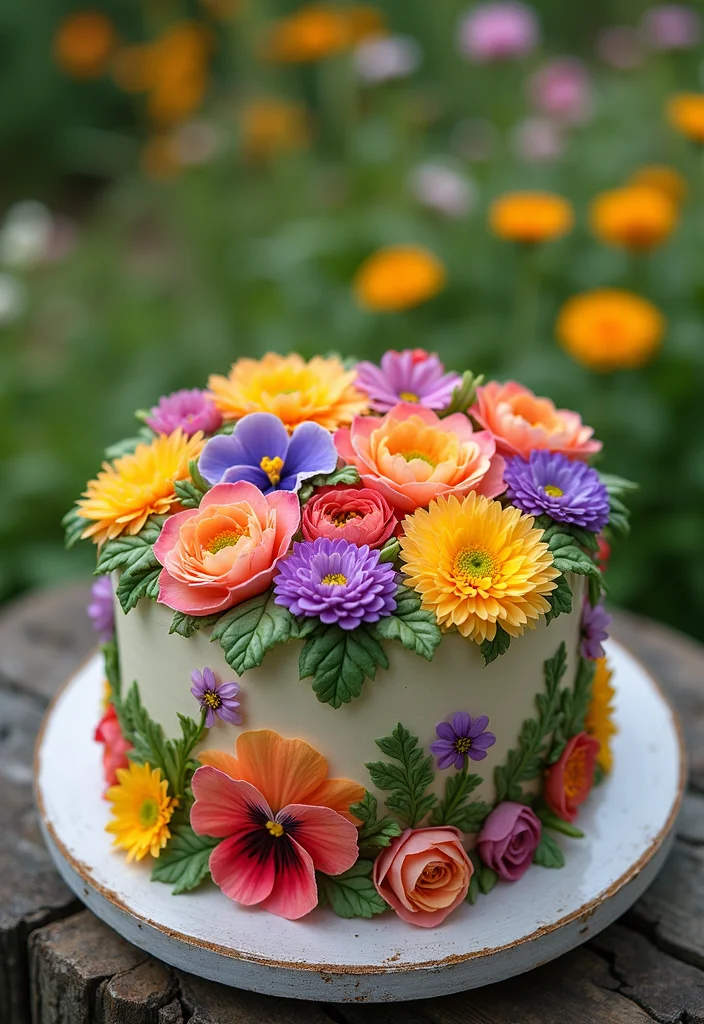 21 Fun 24th Birthday Cake Themes That’ll Wow Your Guests! - 16. Garden Blooms Cake