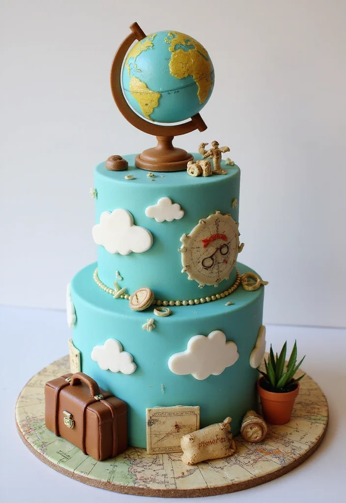 21 Fun 24th Birthday Cake Themes That’ll Wow Your Guests! - 17. Adventure Travel Cake