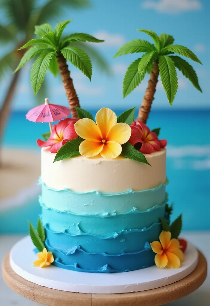 21 Fun 24th Birthday Cake Themes That’ll Wow Your Guests! - 2. Tropical Paradise Cake
