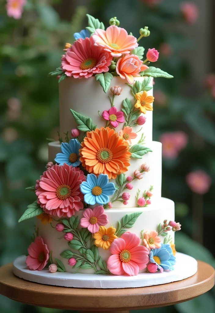 21 Fun 24th Birthday Cake Themes That’ll Wow Your Guests! - 21. Floral Fantasy Cake