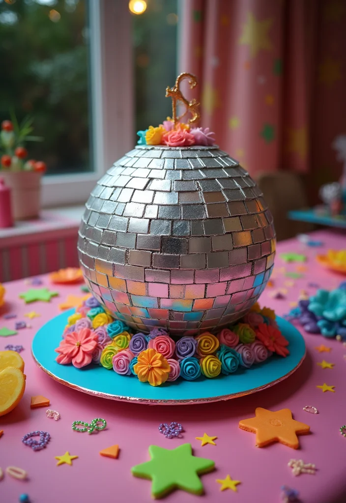 21 Fun 24th Birthday Cake Themes That’ll Wow Your Guests! - 3. Retro Disco Cake