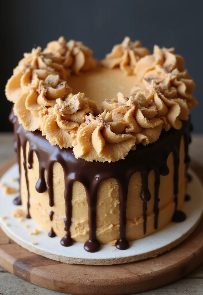 21 Gorgeous Heart Cake Ideas for Valentine’s Day (Fall in Love with #6!) - 10. Peanut Butter Chocolate Heart Cake
