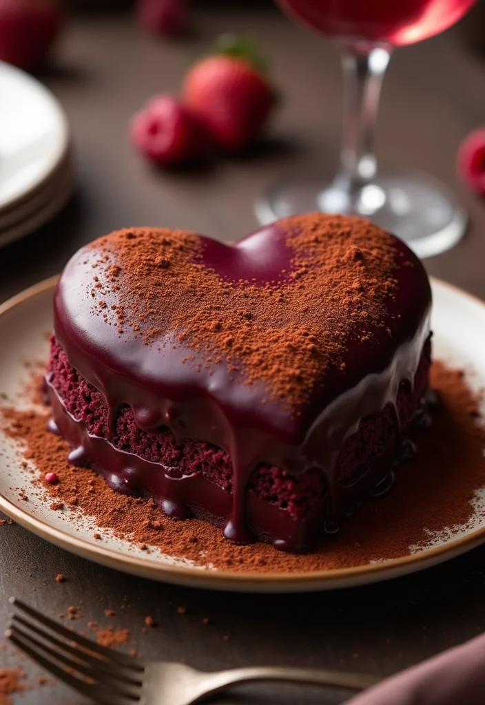 21 Gorgeous Heart Cake Ideas for Valentine’s Day (Fall in Love with #6!) - 12. Red Wine Chocolate Heart Cake