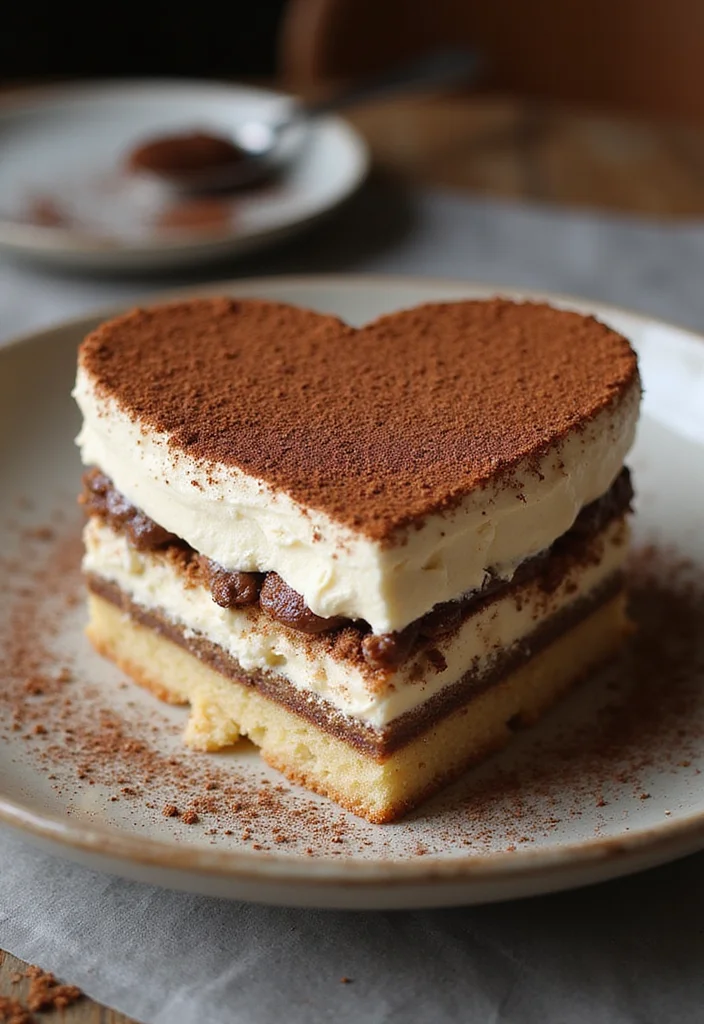 21 Gorgeous Heart Cake Ideas for Valentine’s Day (Fall in Love with #6!) - 19. Tiramisu Heart Cake