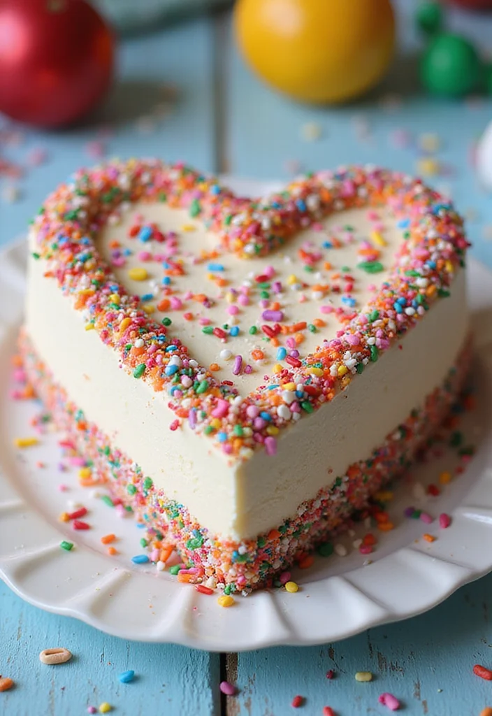21 Gorgeous Heart Cake Ideas for Valentine’s Day (Fall in Love with #6!) - 4. Funfetti Heart Cake
