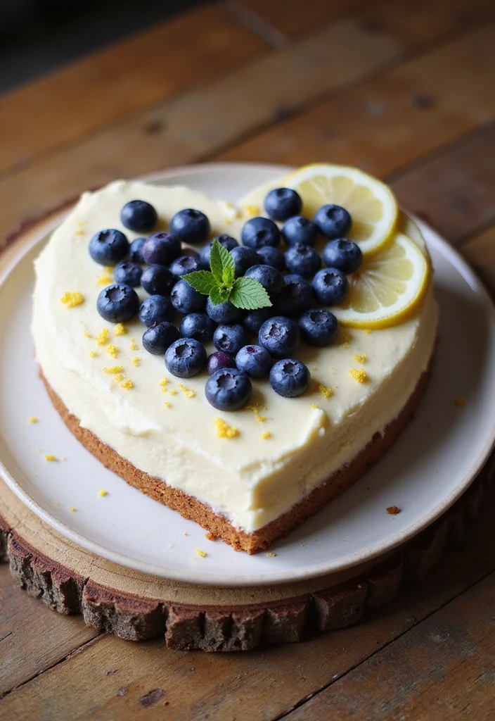 21 Gorgeous Heart Cake Ideas for Valentine’s Day (Fall in Love with #6!) - 5. Lemon Blueberry Heart Cake