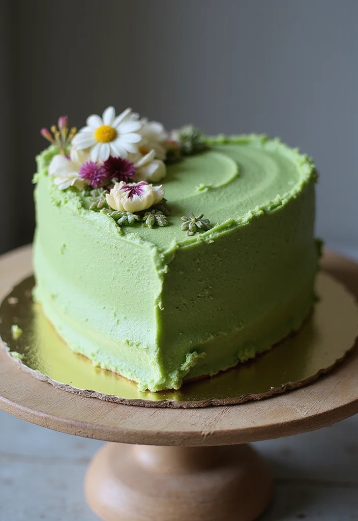 21 Gorgeous Heart Cake Ideas for Valentine’s Day (Fall in Love with #6!) - 8. Matcha Green Tea Heart Cake