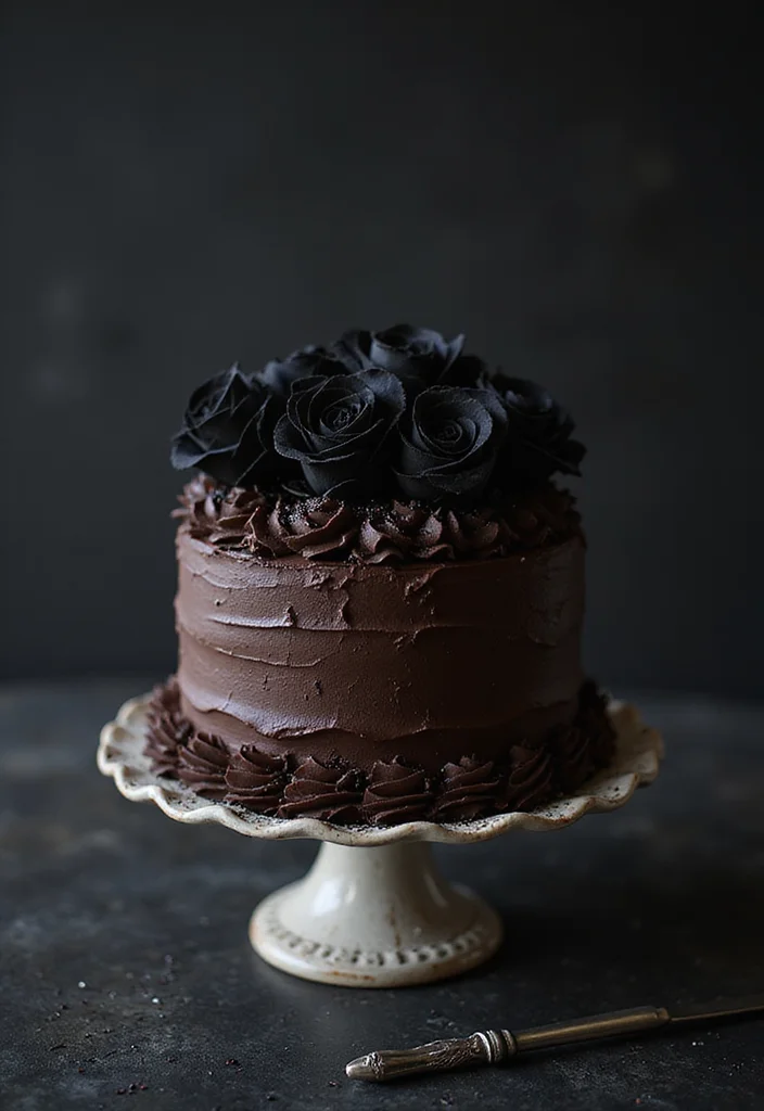 21 Unique Gothic Cake Designs That Will Leave Your Guests Spellbound (You Have to Try #9!) - 1. Dark Velvet Chocolate Cake