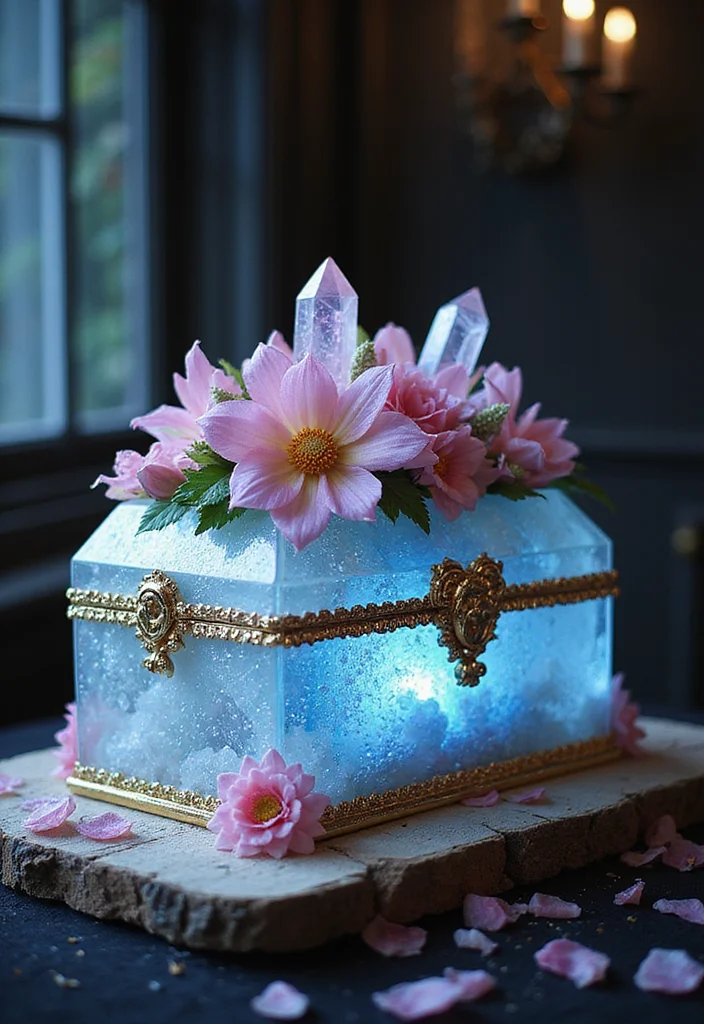 21 Unique Gothic Cake Designs That Will Leave Your Guests Spellbound (You Have to Try #9!) - 14. Crystal Casket Cake