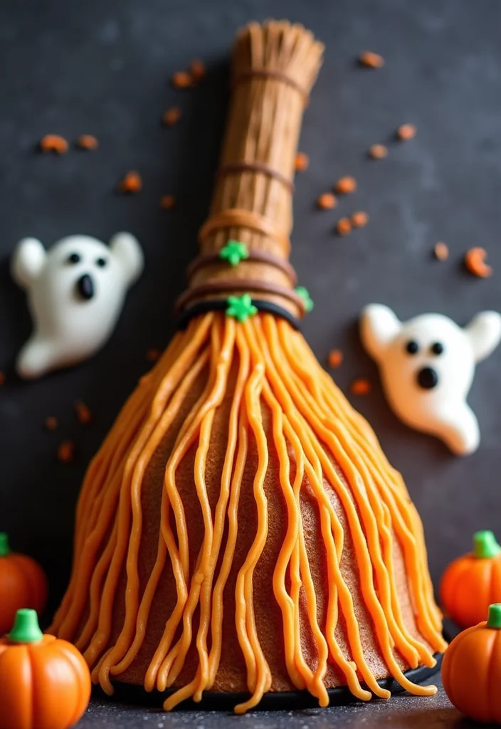 21 Unique Gothic Cake Designs That Will Leave Your Guests Spellbound (You Have to Try #9!) - 15. Witch’s Broom Cake