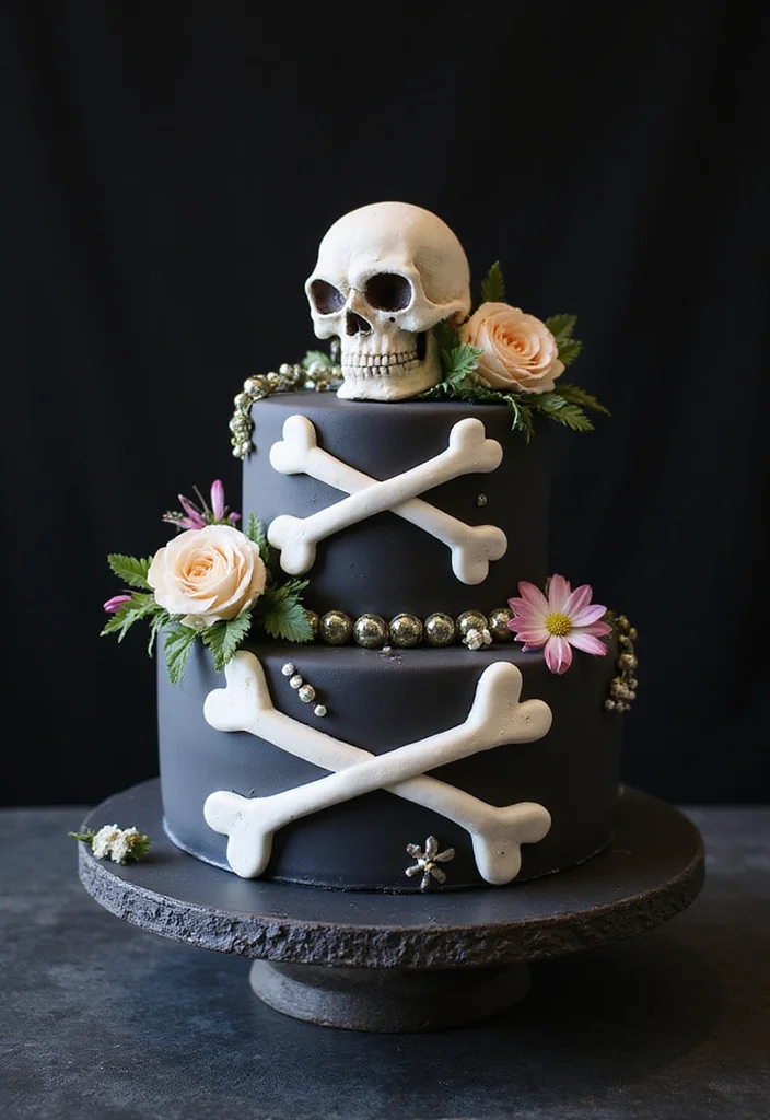 21 Unique Gothic Cake Designs That Will Leave Your Guests Spellbound (You Have to Try #9!) - 2. Skull and Crossbones Cake