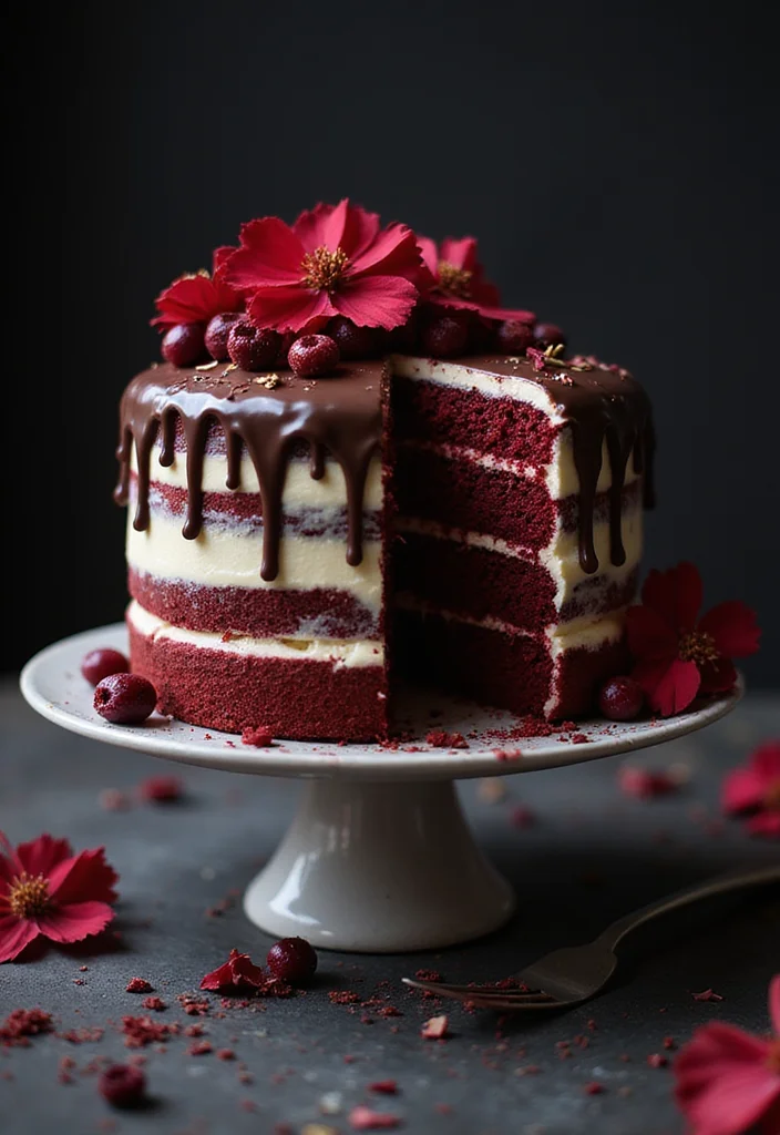 21 Unique Gothic Cake Designs That Will Leave Your Guests Spellbound (You Have to Try #9!) - 4. Blood Red Velvet Cake