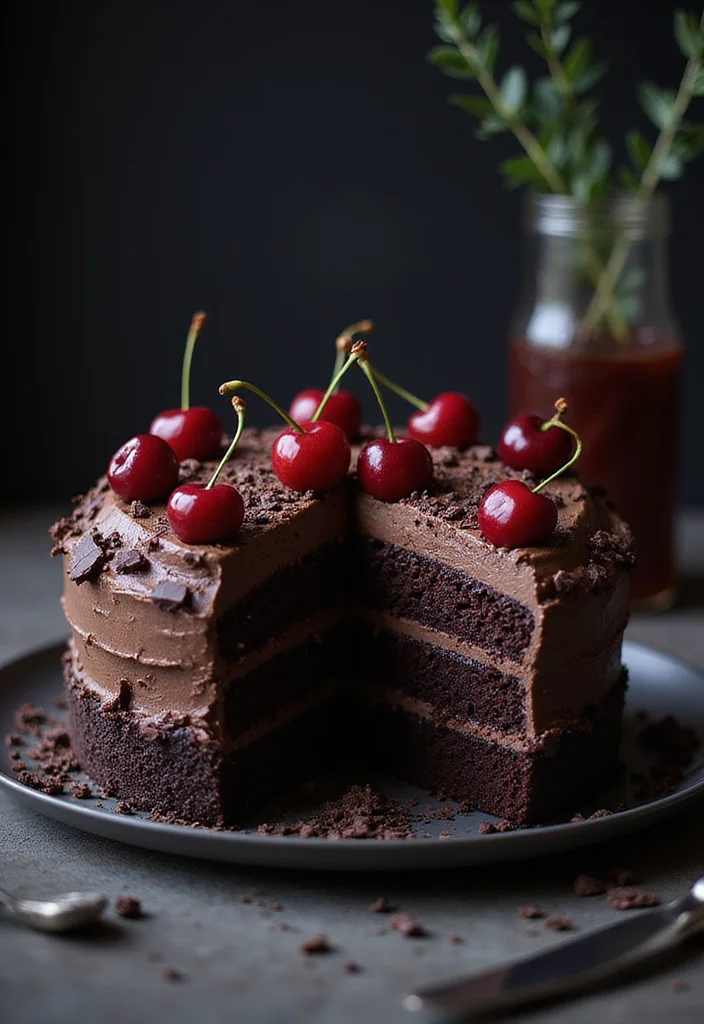 21 Unique Gothic Cake Designs That Will Leave Your Guests Spellbound (You Have to Try #9!) - 7. Black Forest Cake with a Twist